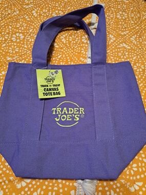 TRADER JOE's PURPLE CANVAS MINI TOTE BAG